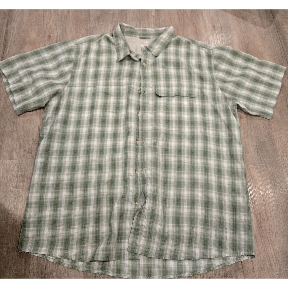 Ruff Hewn Green Plaid Short Sleeve Modal Blend Button Up XL